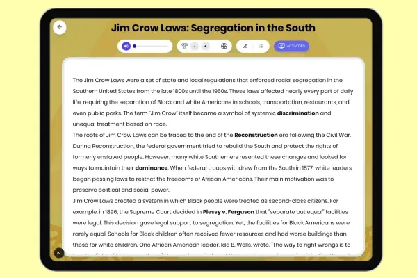 Jim Crow Laws: Segregation in the South - reading educational content
