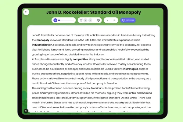 John D Rockefeller: Standard Oil Monopoly - reading educational content