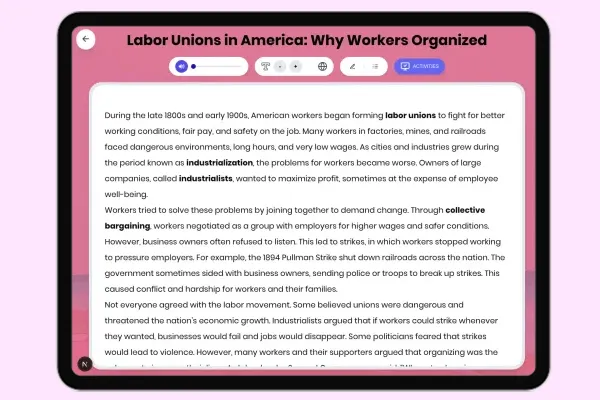 Labor Unions in America: Why Workers Organized - reading educational content