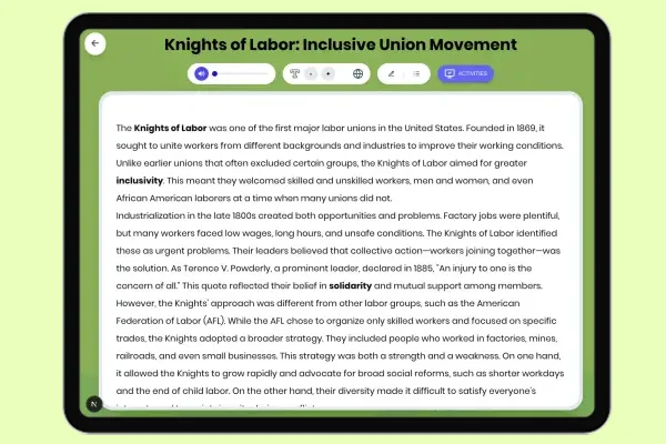 Knights of Labor: Inclusive Union Movement - reading educational content