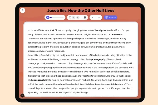 Jacob Riis: How the Other Half Lives - reading educational content