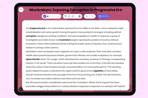Muckrakers: Exposing Corruption in Progressive Era - reading educational content