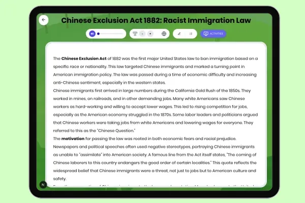Chinese Exclusion Act 1882: Racist Immigration Law - reading educational content