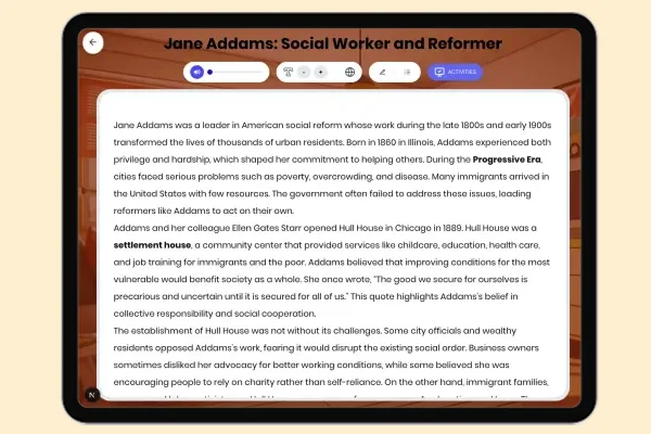 Jane Addams: Social Worker and Reformer - reading educational content