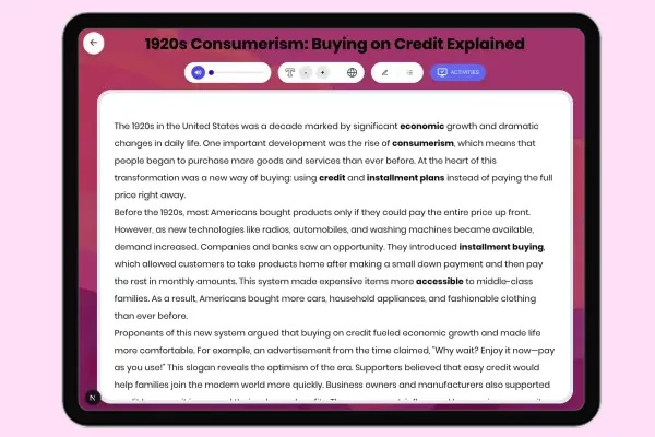 1920s Consumerism: Buying on Credit Explained - reading educational content