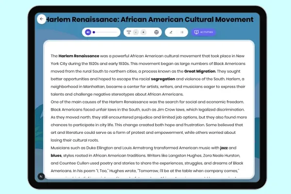 Harlem Renaissance: African American Cultural Movement - reading educational content