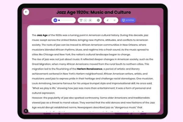 Jazz Age 1920s: Music and Culture - reading educational content