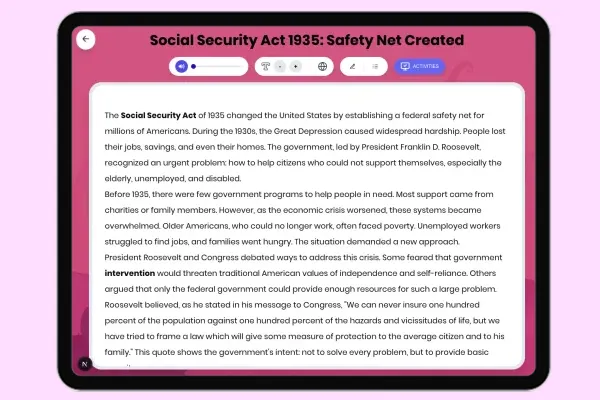 Social Security Act 1935: Safety Net Created - reading educational content