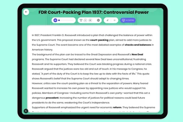 FDR Court-Packing Plan 1937: Controversial Power - reading educational content