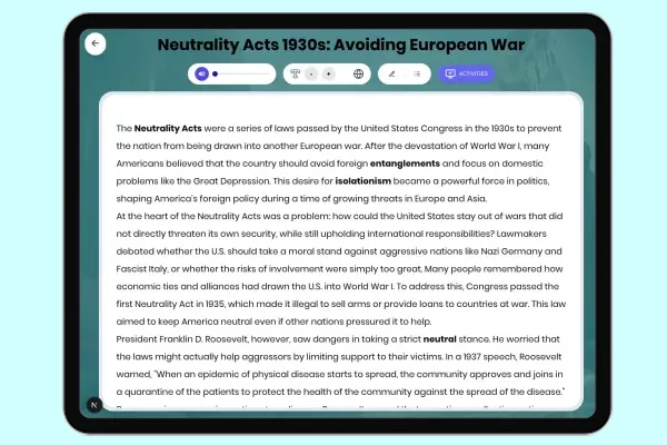 Neutrality Acts 1930s: Avoiding European War - reading educational content