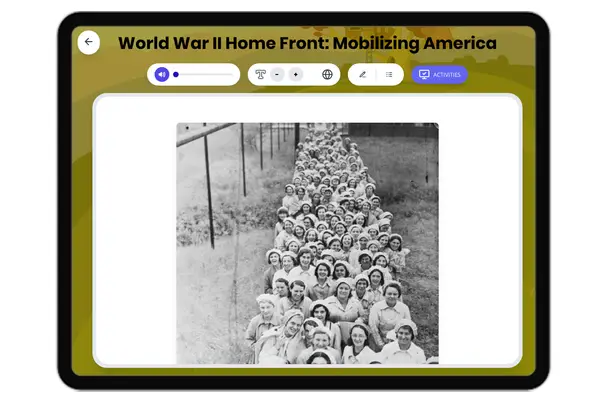 World War II Home Front - reading educational content