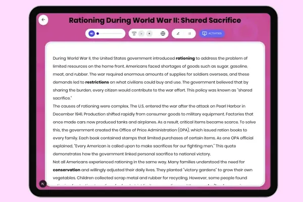 Rationing During World War II: Shared Sacrifice - reading educational content