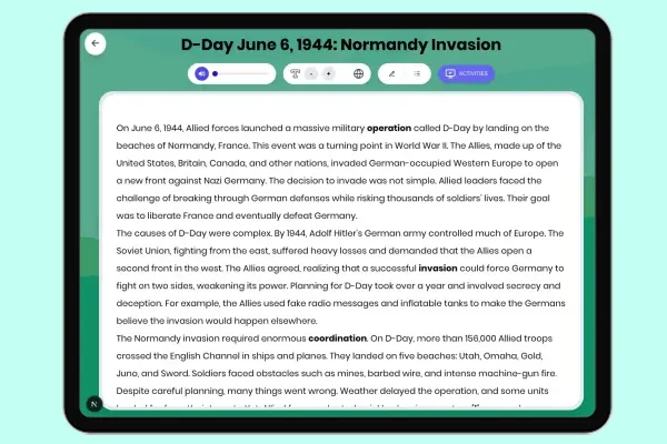D-Day June 6 1944: Normandy Invasion - reading educational content