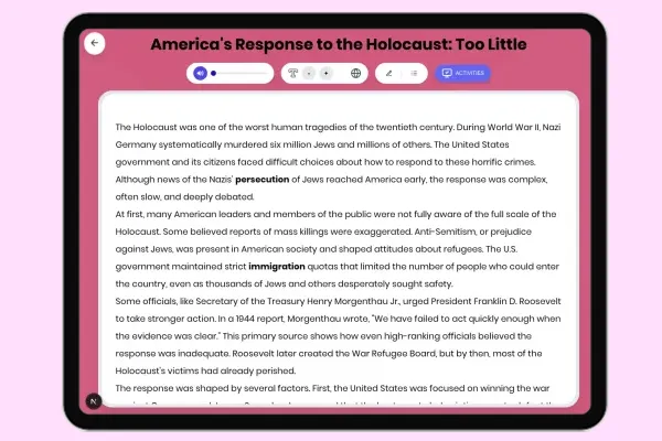 America's Response to Holocaust: Too Little - reading educational content