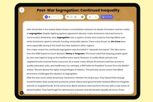 Post-War Segregation: Continued Inequality - reading educational content