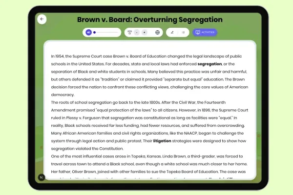 Brown v. Board: Overturning Segregation - reading educational content