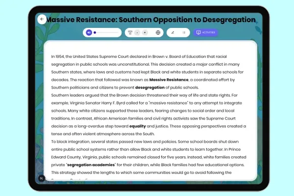 Massive Resistance: Southern Opposition to Desegregation - reading educational content