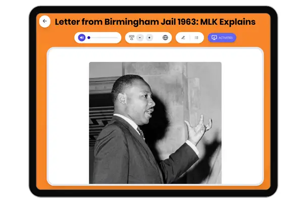 Letter from Birmingham Jail 1963 - reading educational content