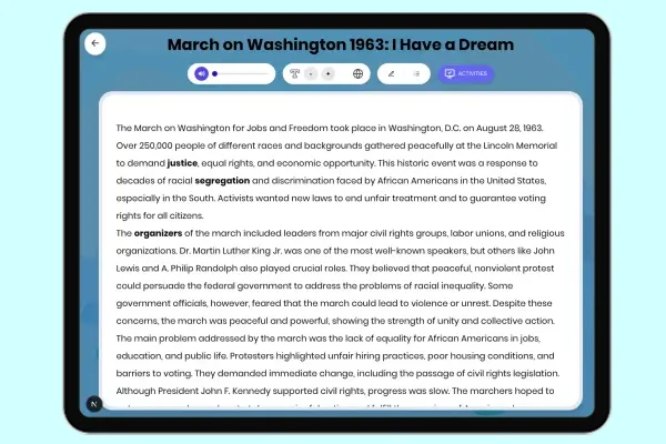 March on Washington 1963: I Have Dream - reading educational content