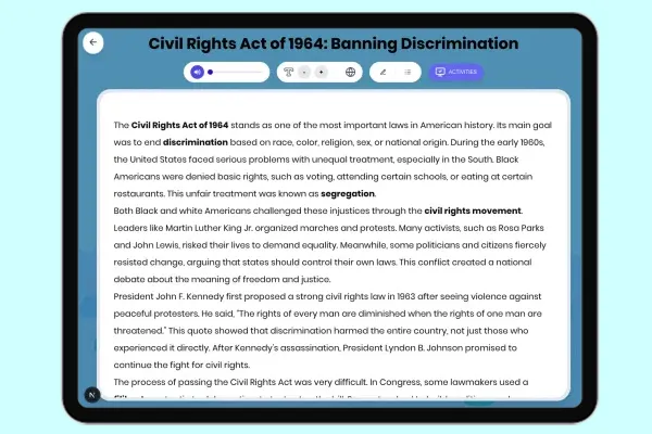 Civil Rights Act of 1964: Banning Discrimination - reading educational content