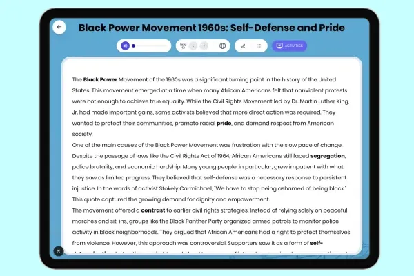 Black Power Movement 1960s: Self-Defense and Pride - reading educational content
