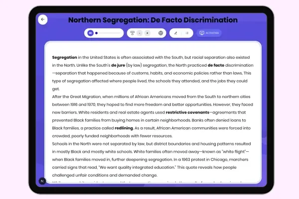 Northern Segregation: De Facto Discrimination - reading educational content