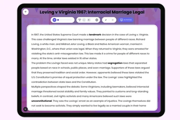 Loving v Virginia 1967: Interracial Marriage Legal - reading educational content