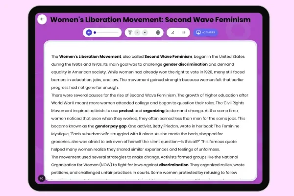 Women's Liberation Movement: Second Wave Feminism - reading educational content