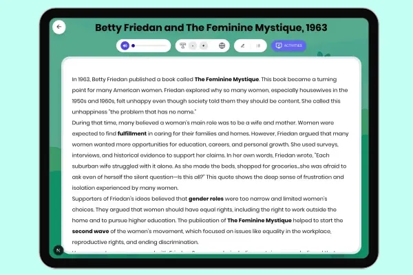 Betty Friedan Feminine Mystique 1963 - reading educational content