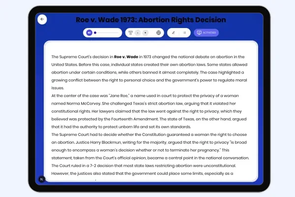Roe v Wade 1973: Abortion Rights Decision - reading educational content