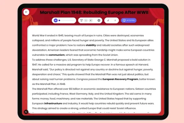 Marshall Plan 1948: Rebuilding Europe After WWII - reading educational content