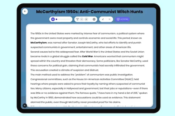 McCarthyism 1950s: Anti-Communist Witch Hunts - reading educational content