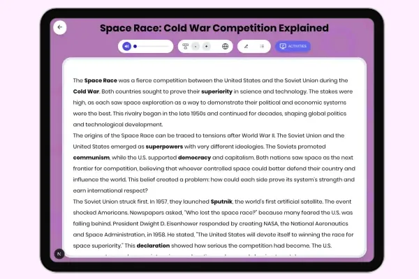 Space Race: Cold War Competition Explained - reading educational content
