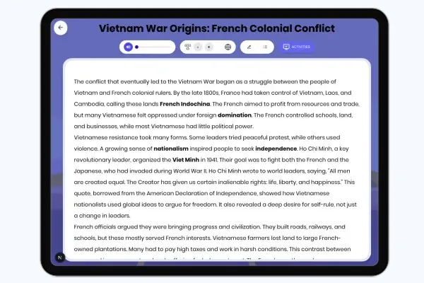 Vietnam War Origins: French Colonial Conflict - reading educational content