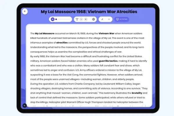 My Lai Massacre 1968: Vietnam War Atrocities - reading educational content
