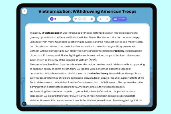 Vietnamization: Withdrawing American Troops - reading educational content