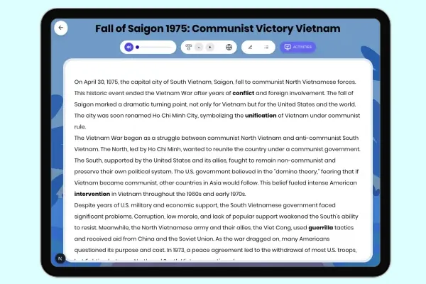Fall of Saigon 1975: Communist Victory Vietnam - reading educational content
