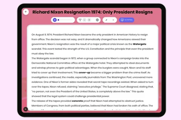 Richard Nixon Resignation 1974: Only President Resigns - reading educational content