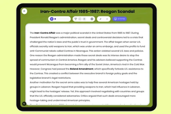 Iran-Contra Affair 1985-1987: Reagan Scandal - reading educational content