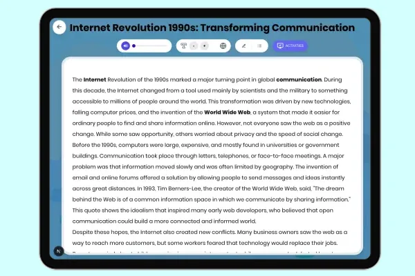 Internet Revolution 1990s: Transforming Communication - reading educational content