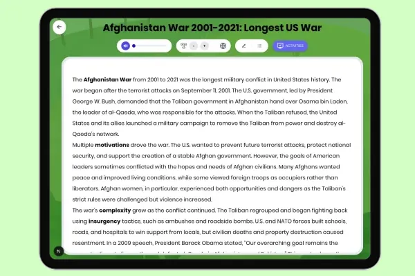 Afghanistan War 2001-2021: Longest US War - reading educational content