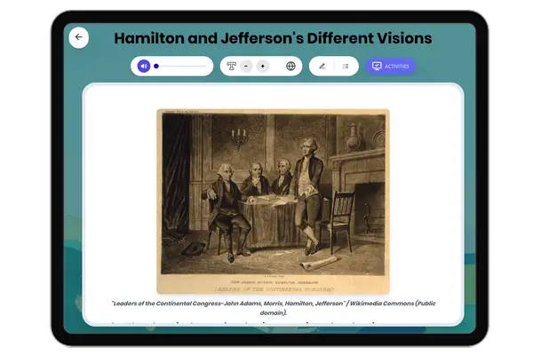 Hamilton and Jefferson's Different Visions - reading educational content