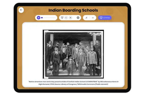 Indian Boarding Schools - reading educational content