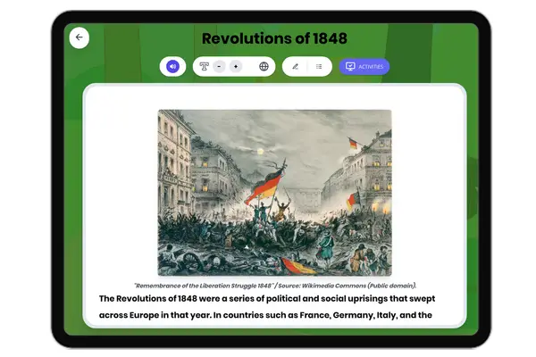 Revolutions of 1848 - reading educational content