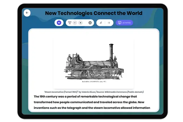 New Technologies Connect the World - reading educational content