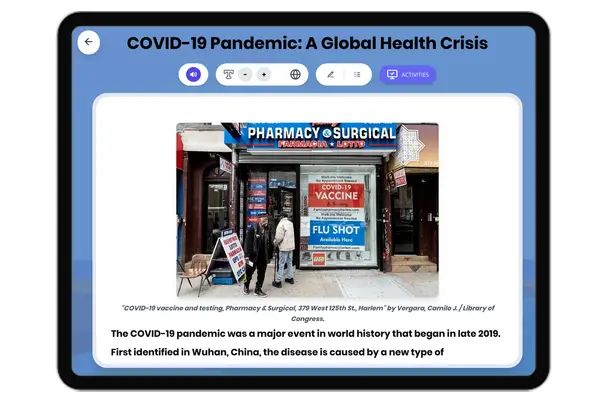 COVID-19 Pandemic: A Global Health Crisis - reading educational content