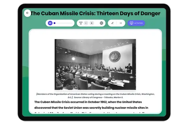 The Cuban Missile Crisis: Thirteen Days of Danger - reading educational content