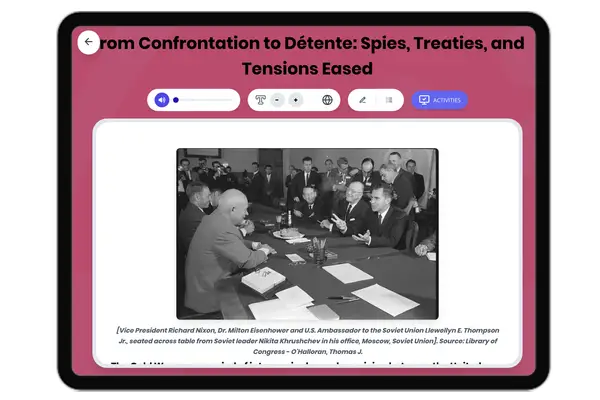From Confrontation to Détente: Spies, Treaties, and Tensions Eased - reading educational content