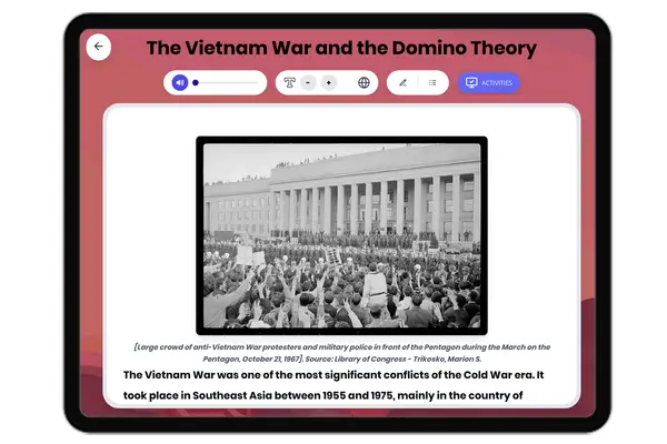 The Vietnam War and the Domino Theory - reading educational content