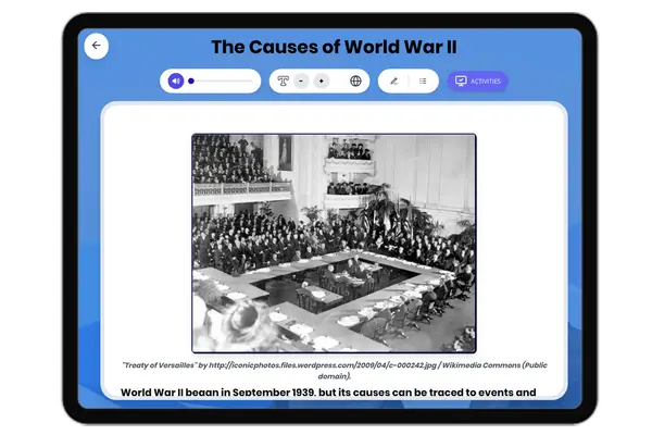 Events Leading to World War II - reading educational content
